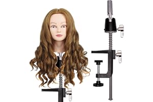 BARBERPLAN Wig Stand Clamp, Adjustable Wig Stand Tripod Heavy Duty Wig Stand Metal Mannequin Head Stand with Tool Tray for Hair Extensions Wig Cosmetology Hairdressing Training Styling (Big Type)