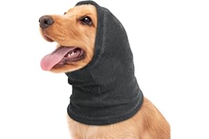 BRKURLEG Dog Calming Hoodie, Dog Ear Muffs for Noise Protection, Pet Anxiety Relief Head Cover and Ears Protector, Dogs Ear Wrap for Grooming Bath and Drying, Grey,M