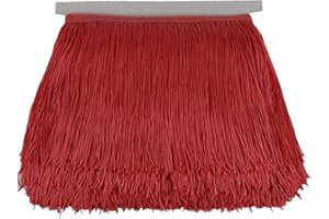 HEARTWISH Fringe Trim Lace Polyerter Fibre Tassel 6inch Wide 10 Yards Long for Clothes Accessories Latin Wedding Dress DIY Lamp Shade Decoration Black White Red(Watermelon Red)