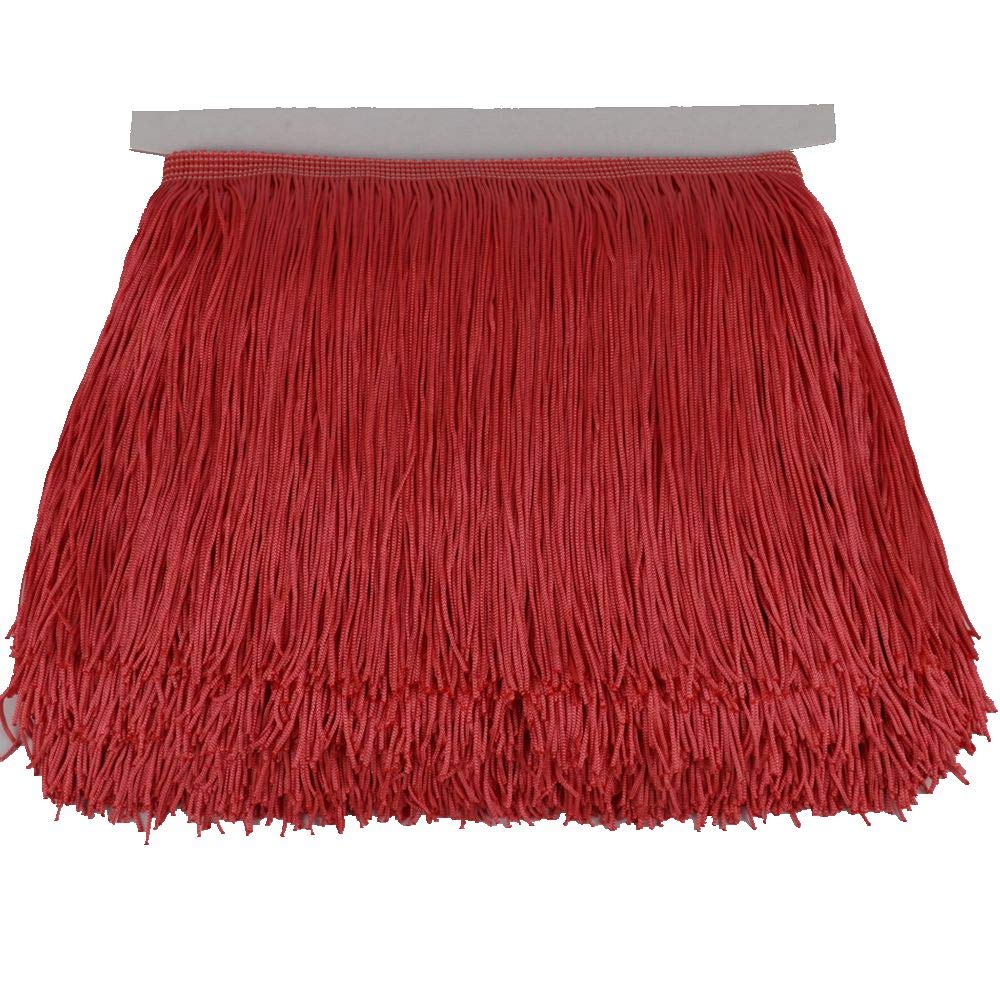 Fringe Trim Lace Polyerter Fibre Tassel 6 inch（″） Wide 10 Yards Long for Clothes Accessories and Latin Wedding Dress and DIY Lamp Shade Decoration Black White Red Gold Blue Pink Grey (Watermelon red)