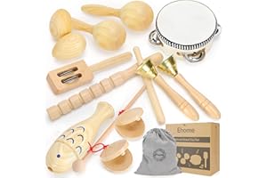 Ehome Musical Instruments for Toddlers 1-3, Wooden Percussion Kids Instruments, Musical Toys for Kids, Baby Musical Instruments for Boys Girls Birthday Gifts with Storage Bag