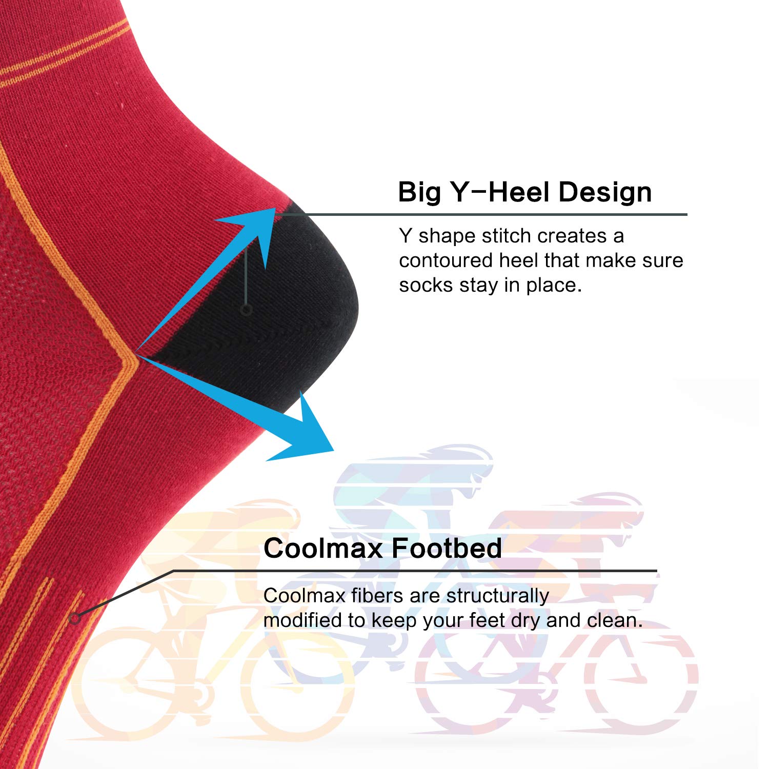 Lin 7 Pack Cycling Socks for Men and Women Funny Color Biking Socks