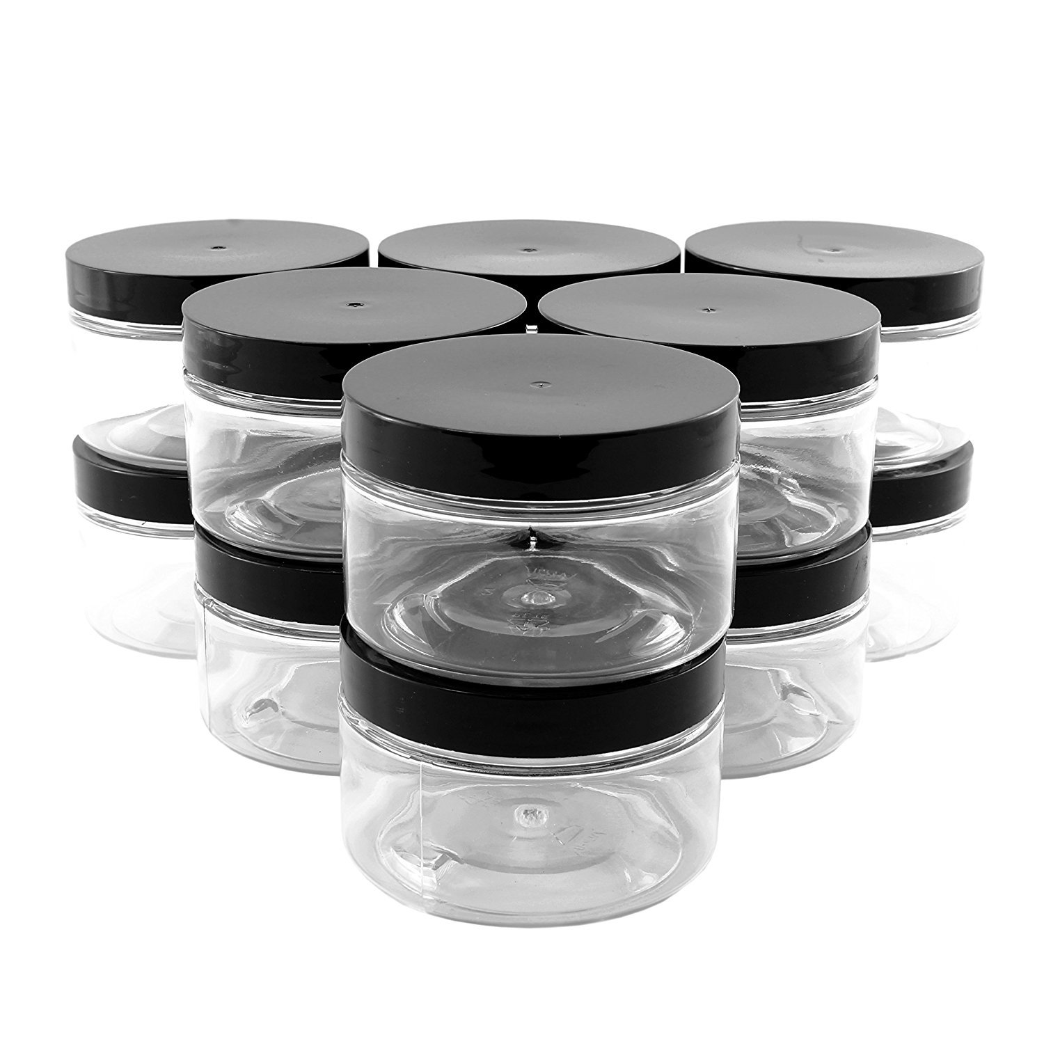 4oz Clear Plastic Jars with Labels & Spatulas & Lids (12-Pack); Straight Sided PET Low Profile BPA-Free Containers Great for Cosmetics, Kitchen, Gifts & Travel (12-Pack, Clear): Industrial & Scientific