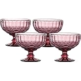 VanEnjoy Purple Vintage Pressed Pattern Glass Ice Cream Cups/Dessert Bowls - Set of 4,12 Oz