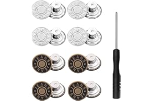 Jean Buttons for Loose Jeans, 16 Sets No Sew Jean Buttons Replacement, 17mm Removable Metal Button Pins for Loose Jeans
