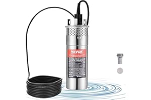 VEVOR Solar Water Pump, 12V DC 120W Submersible Deep Well Pump, Max Flow 3.2 GPM, Max Head 230 ft, Max Submersion 98.4 ft, So
