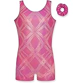 Destira Pinky Promise Gymnastics Unitard for Girls, Dazzling Pink Gradient Shine Hologram Biketard, GIRLS/CHILD Sizes