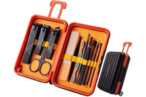 PXLISIE Manicure Set Professional Nail Clippers, 12 Pieces Pedicure Kit Nail Clippers Set Stainless Steel Nail Tools, Professional Grooming Kit with Luxurious Travel Case, Black