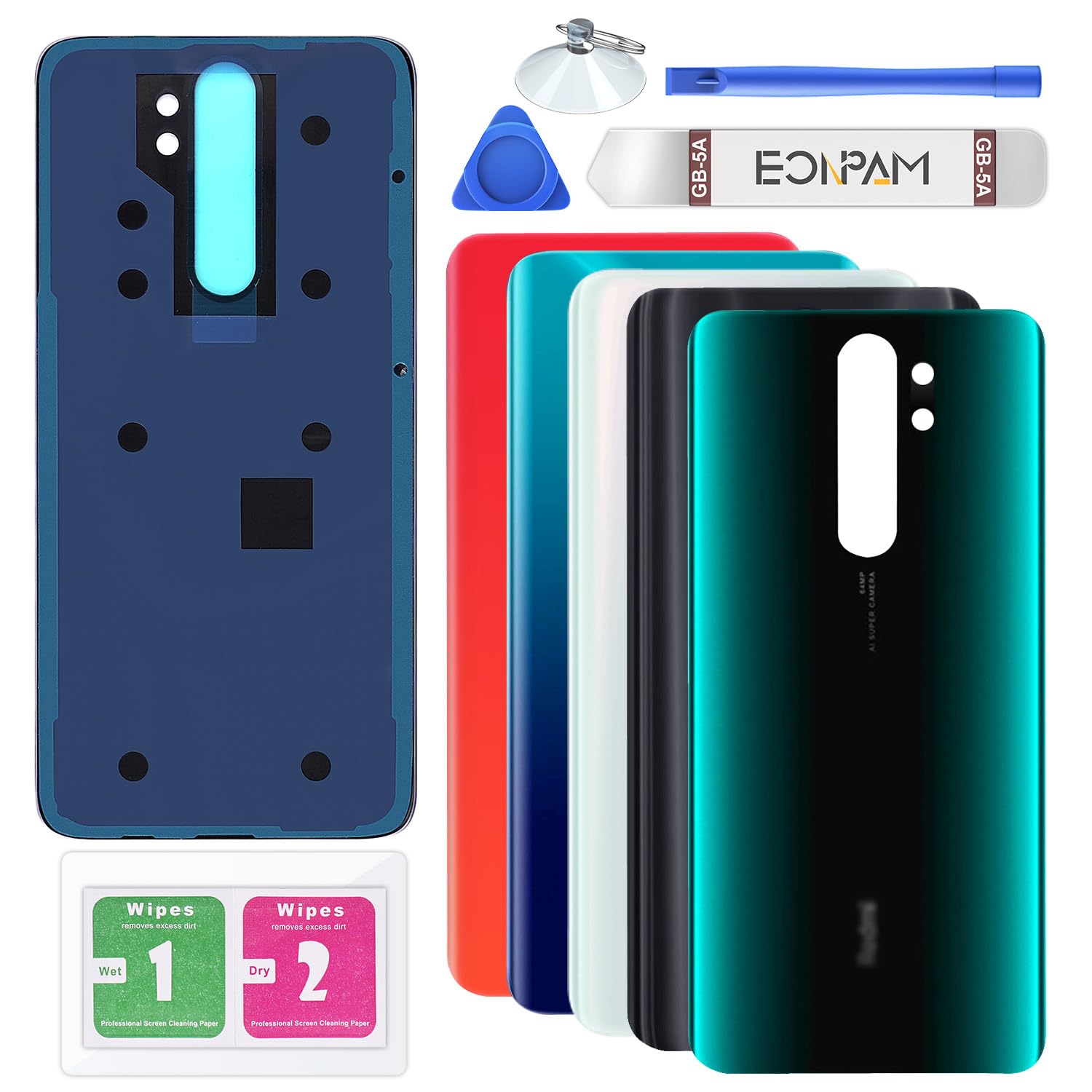 Eonpam Back Cover Glass for Xiaomi Redmi Note 8 Pro Rear Glass Replacement with Repair Kit Genuine Rear Housing (Forest Green)
