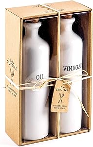 Home Essentials Oil and Vinegar Ceramic Dispenser Bottles with Cork Stoppers