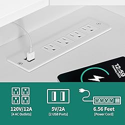 YITAHOME L Shaped Desk with Power Outlets & LED