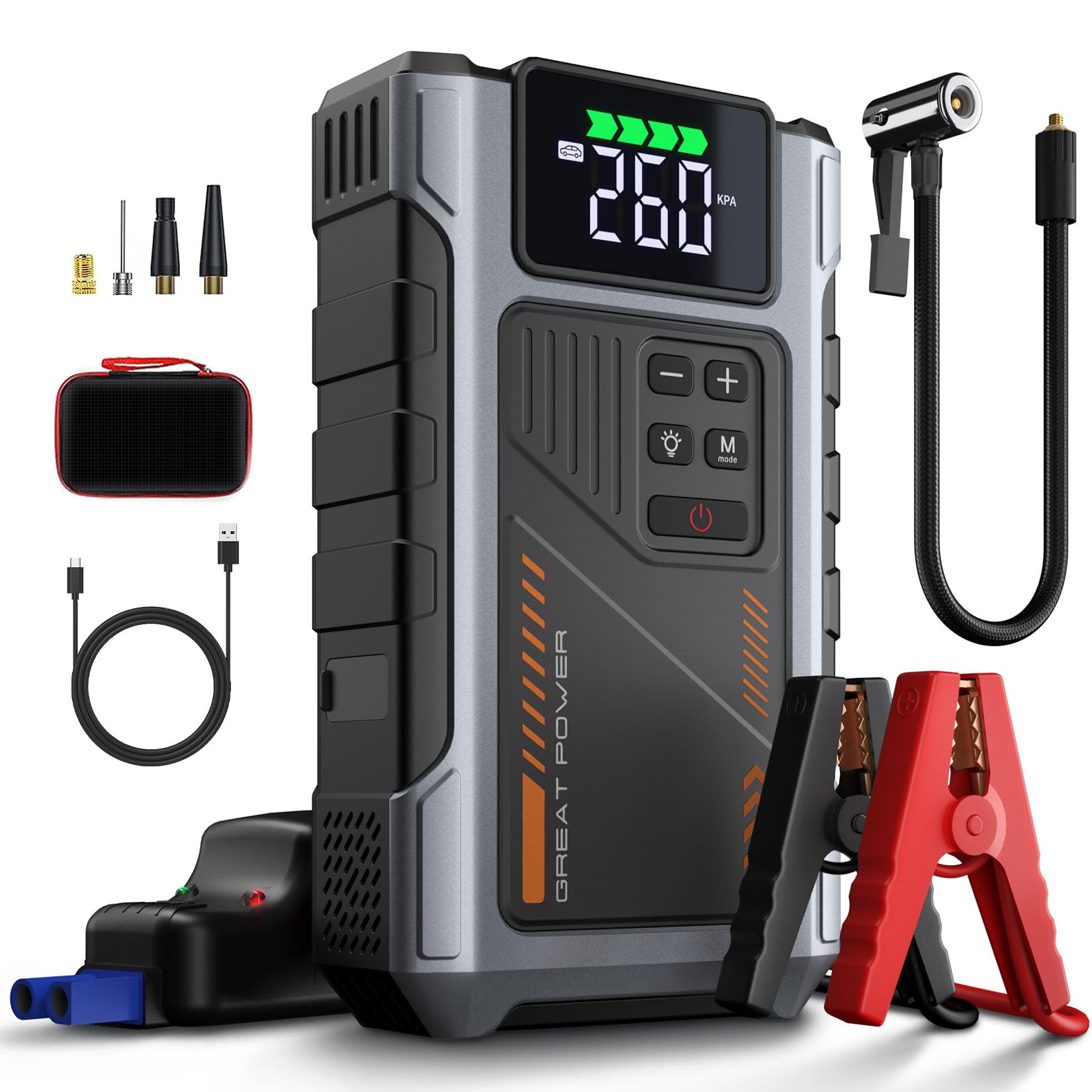 Portable Jump Starter with Air Compressor 4500A Peak with 150PSI Tire Inflator, Jump Box for 12V Car Battery Power Booster Pack (Up 8.5L Gas/7.0L Diesel Engine) Image