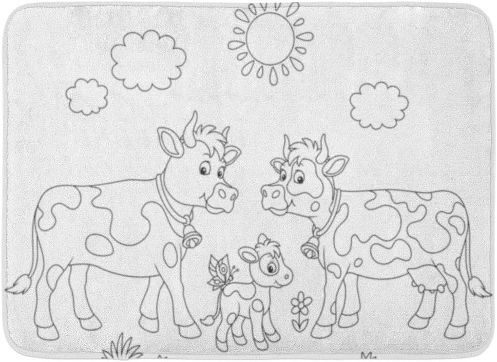 Amazon Com Emvency Bath Mat Farm Animal Spotted Cow Bull Small