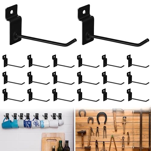 20-Pack Slatwall Utility Notch Hooks – Heavy Duty Stainless Steel Display Hangers For Photos, Frames, & Retail Displays