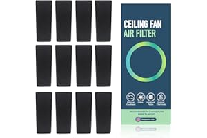 JJI Ceiling Fan Air Filter - Activated Charcoal Ceiling Fan Filters for Pets - Ceiling Fan Blades Shape Design - Easily Sticks on Ceiling Fan Blade Top (12Pack)