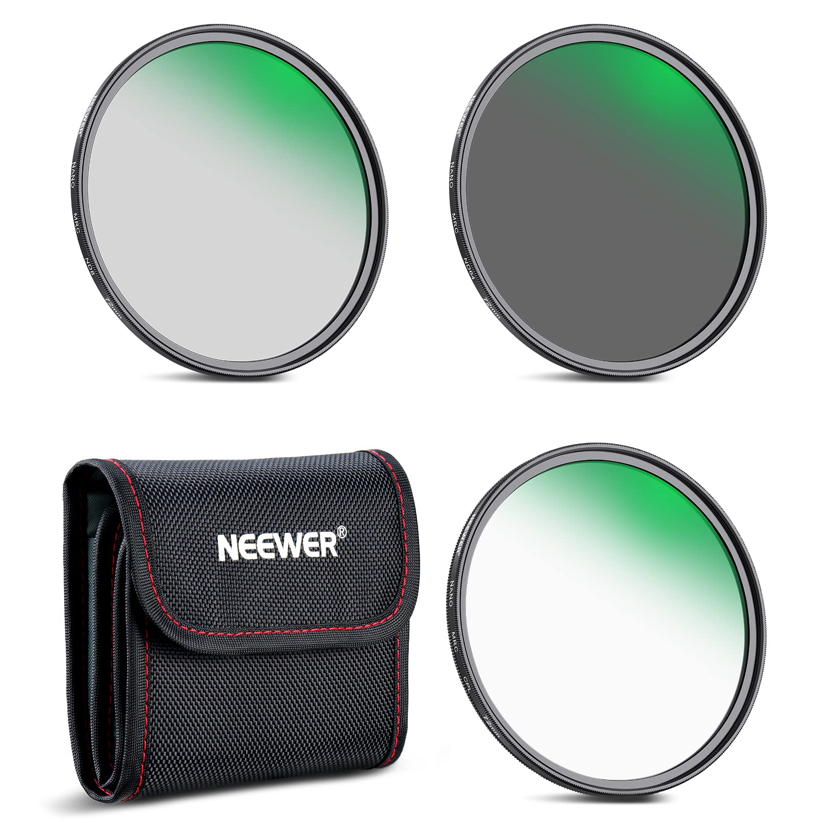 NEEWER 72mm ND Lens Filter Kit ND8 ND64 CPL(Circular Polarising) Filter Set, Neutral Density+Circular Polarizer Filter Kit 30 Layers Nano Coating/HD Optical Glass/Water Repellent/Scratch Resistant