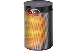 BREEZOME Space Heaters for Indoor Use, 1500W PTC Electric Heater for Bedroom, Portable Heater with Thermostat, 3 Modes & 24H 