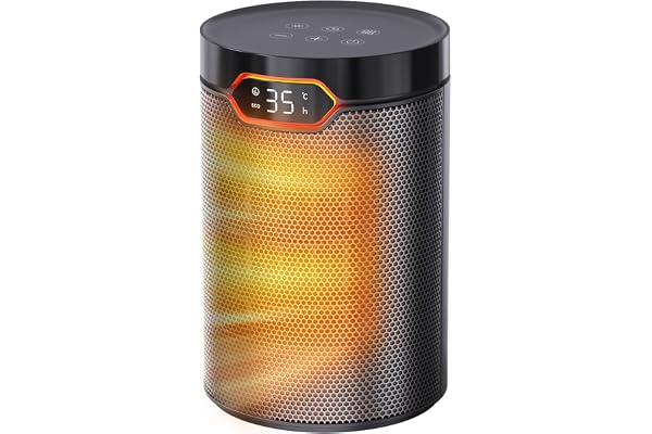 BREEZOME Space Heaters for Indoor Use, 1500W PTC Electric Heater for Bedroom, Portable Heater with Thermostat, 3 Modes & 24H