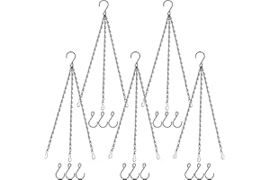 Fetanten Plant Hanging Chains, 20 Inch Metal Hanging Basket Chain 3 Point with S Hook for Bird Feeders Lanterns Wind Chimes Billboards Photo and Indoor Outdoor Decorative (Black, 5 PCS)