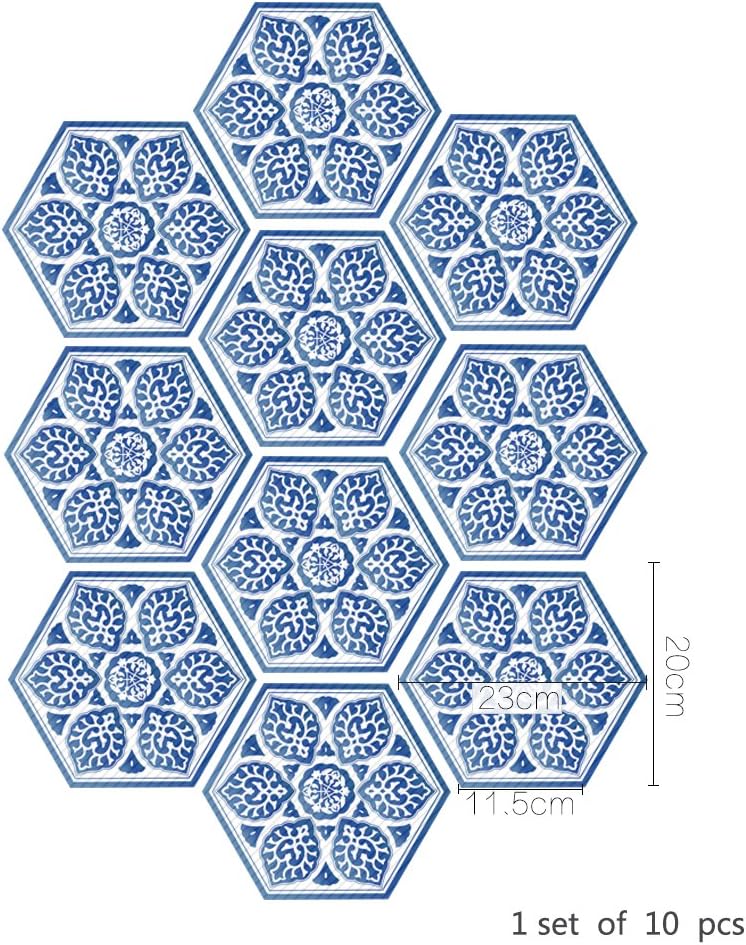 10 Pcs Hexagon Non-Slip Floor Sticker, Vinyl Wall Paper Decals for Living Room Kitchen Bathroom, Peel and Stick Self…