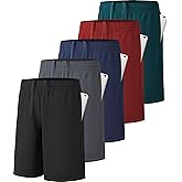 MLYENX 5 Pack Boys Athletic Shorts Active Performance Youth Kids Basketball Shorts Quick Dry with Elastic Waist Pockets