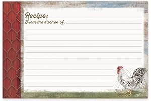 Brownlow Gifts Recipe Cards, Barnyard Rooster, Multicolor 36-Count