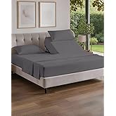 Split Head King Sheets Set - Top Split King Sheets for Adjustable Beds, Easy-Fit Split Head King Mattress - Flex Split Top King Sheets, Easy-Fit, Breathable, Deep Pocket Split King Sheets - Dark Grey