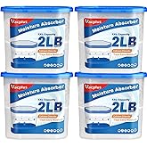 Vacplus Moisture Absorber Buckets – Large Capacity Dehumidifier and Humidity Absorber for Closet, Basement, Bathroom, RV, and Storage Areas, Unscented, 2 lbs, 4 Pack