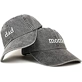 Trendy Apparel Shop Mom and Dad Pigment Dyed Couple 2 Pc Cap Set