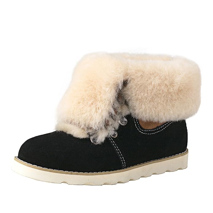 Shenduo Damen Schlupfstiefel Hochwertige Schnürstiefel Warm Gefüttert Winter Boots D9158