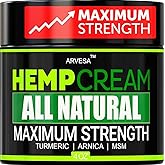 Natural Hemp Cream - Maximum Strength Gel - Hemp Cream with Arnica, MSM, Glucosamine, Menthol, Aloe, Turmeric, Boswellia - Fast Absorption, Non-Greasy, Lightweight - Advanced Formula - 4 oz