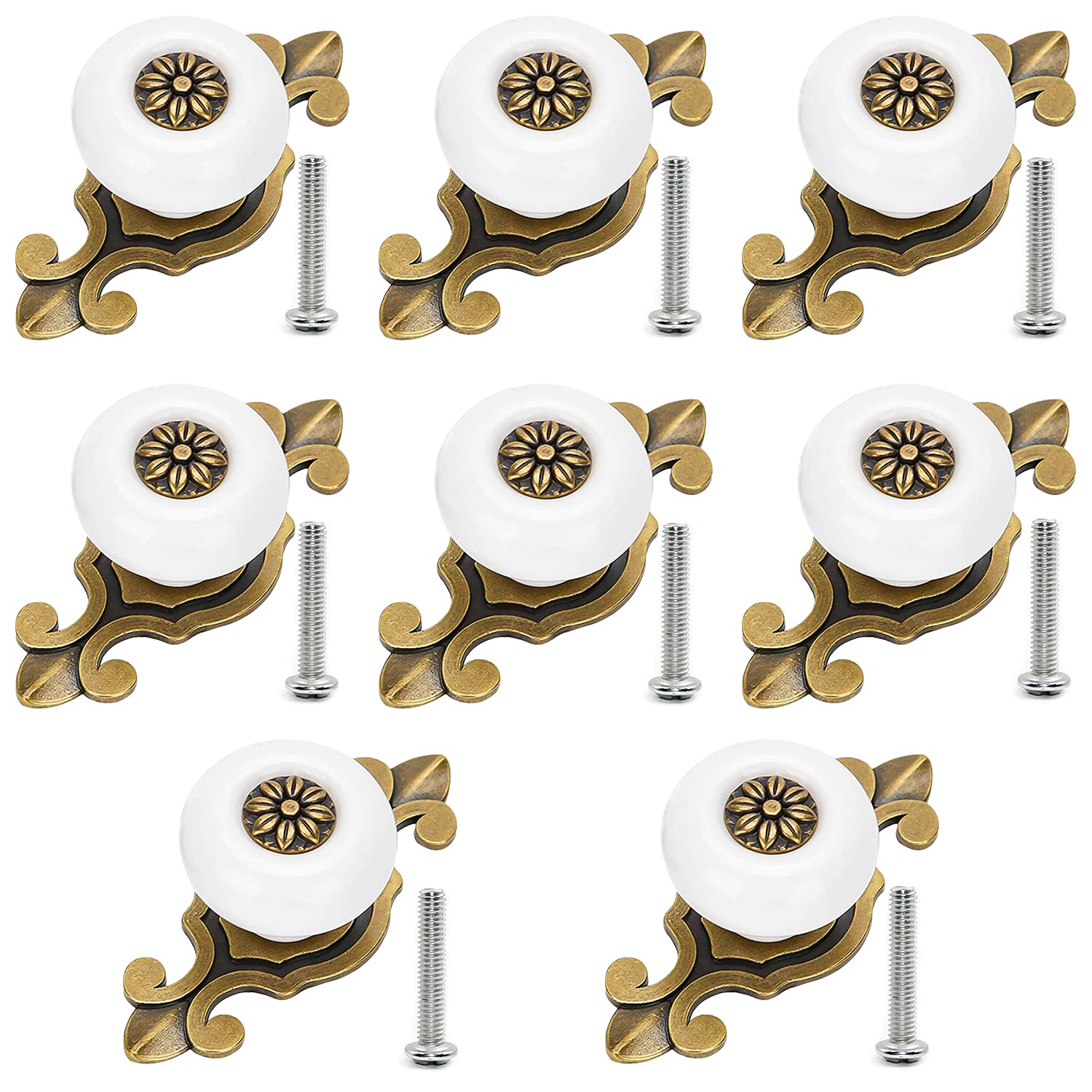 GIAK Vintage Furniture Knobs 8 Pieces Cabinet Knobs Ceramic Door Knob for Cupboard, Drawer