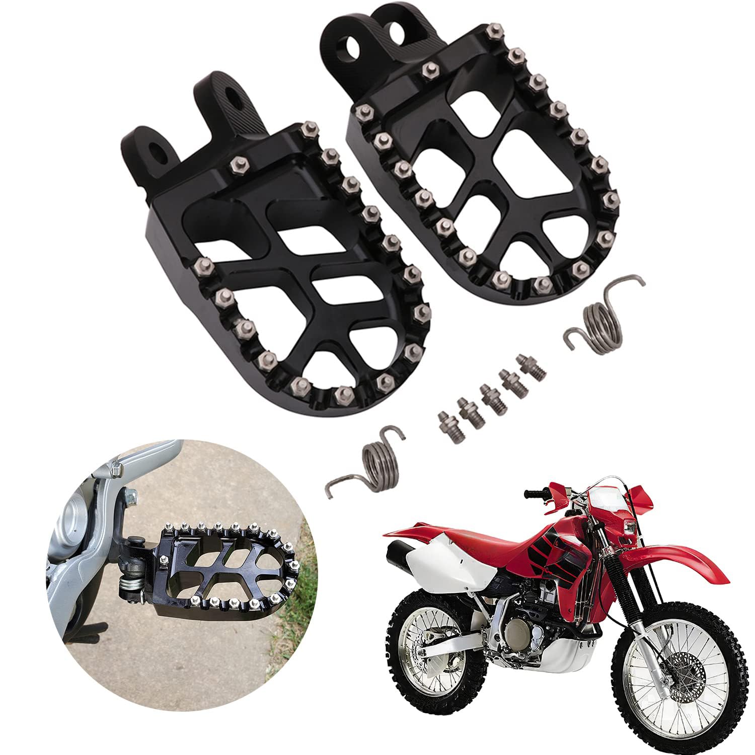 Photo 1 of AnXin Motorcycle Foot Pegs Footpegs Foot Pedals Rests CNC For XR650L 92-22 XR650R 00-07 CR80R/RB 96-02 CR85R/RB 03-07 CRM250 89-98 XR250R/400R 96-04 XR600R 89-00 CRF1000L 16-22 Dirt Bike Black
