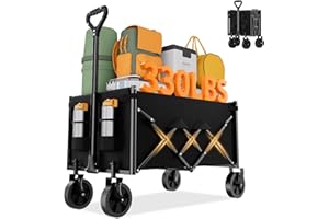 Favoyard Collapsible Wagon 100L & 220LBS, Heavy Duty Wagon Carts Foldable, Portable Folding Wagons with All - Terrain Wheels 