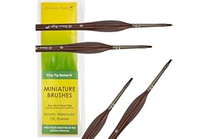 D'ARTISAN SHOPPE Small Paint Brush Set Craft. 4 pc Flat Paint Brushes for Acrylic Painting Size 0. Model Brush for Dry Brushing, Paint by Numbers, Hobby Detail Work, Touch-Up, and Miniature Painting Projects