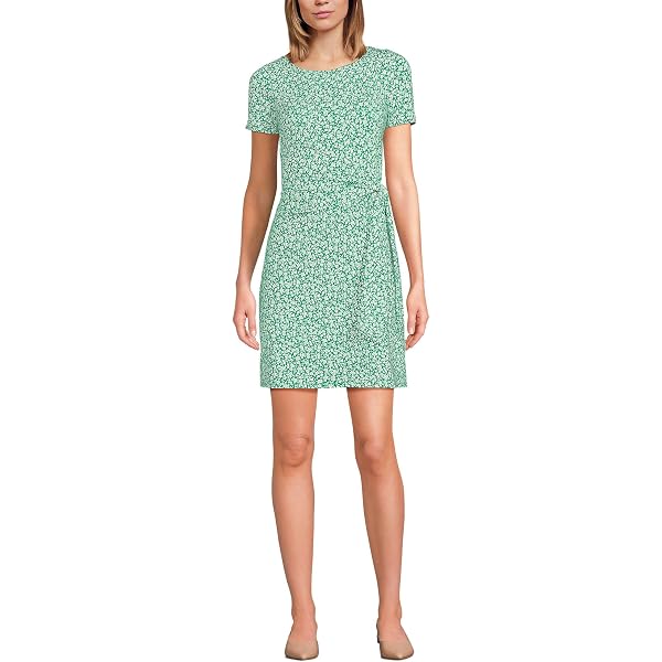 Lands' End Women's Poplin Button Front Dress with Godets X-Small Forest  Moss Tropic Floral at Amazon Women's Clothing store