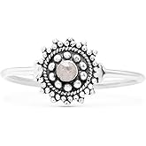 Moonstone Delicate Ethnic Round Ring 925 Sterling Silver Gipsy vintage Boho Chic Jewelry (7)