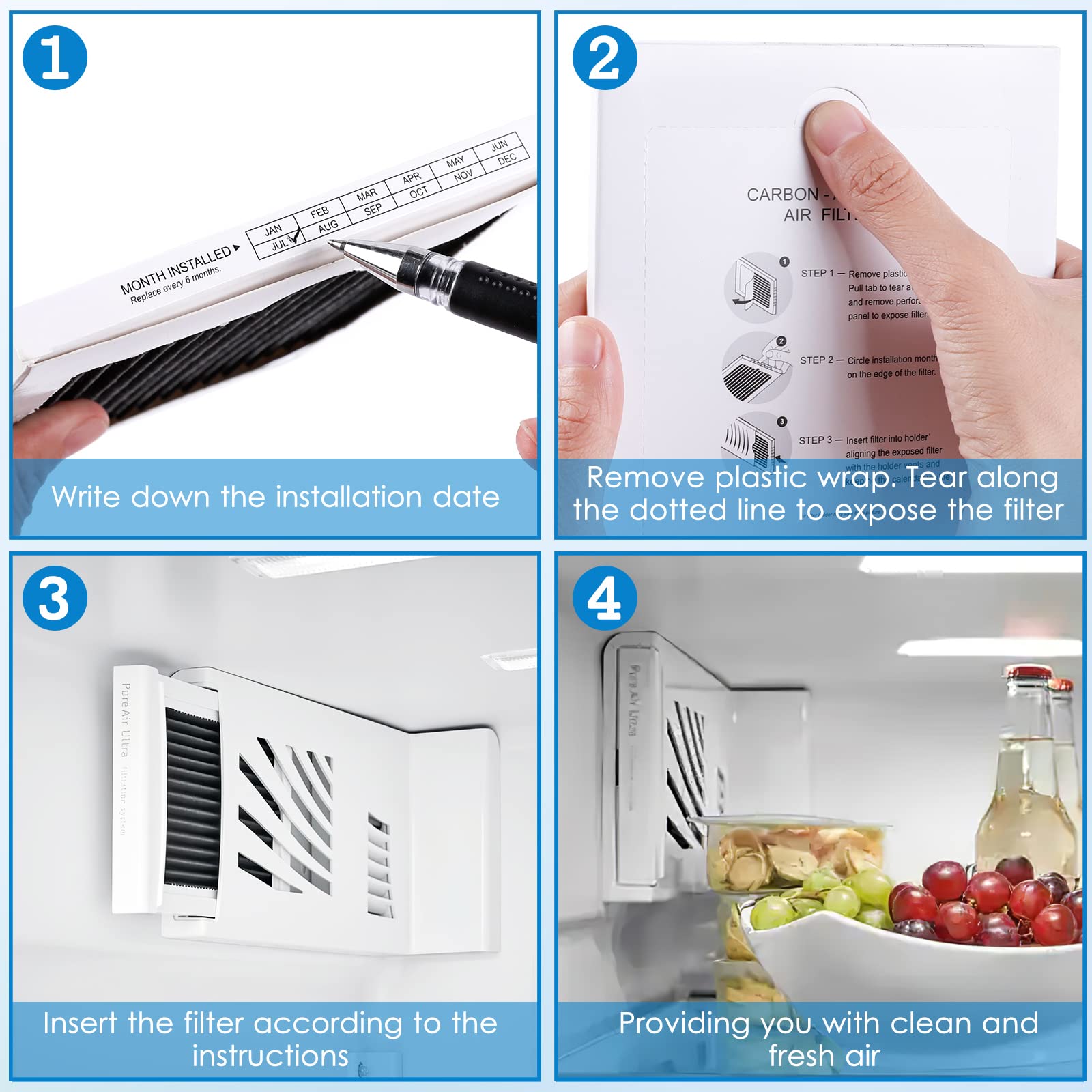 KEEPOW Refrigerator Air Filter Replacement Compatible with Frigidaire Pure Air Ultra & Electrolux EAFCBF, SCPUREAIR2PK, 242047801, 242061001, 241754001, 242047804 (9 Pack)