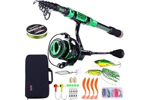 Sougayilang Fishing Rod and Reel Combos - Carbon Fiber Telescopic Fishing Pole - Spinning Reel 12 +1 BB with Carrying Case fo
