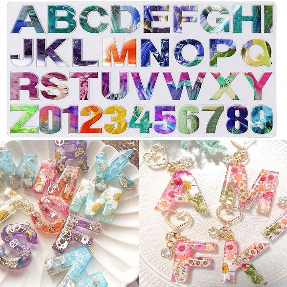 Ever garden 【イニシャルキーホルダーに最適】 レジン アルファベット 数字 英字 シリコンモールド ネックレス アクセサリー パーツ キーホルダー 作成 レジン uvレジン アロマストーン 石膏 手作り 石鹸 キャンドル 樹脂 粘土 オルゴナイト バスボム シリコン モールド シリコン型 型 抜き型 キット ハンドメイド 初心者 (正面タイプ) の商品画像