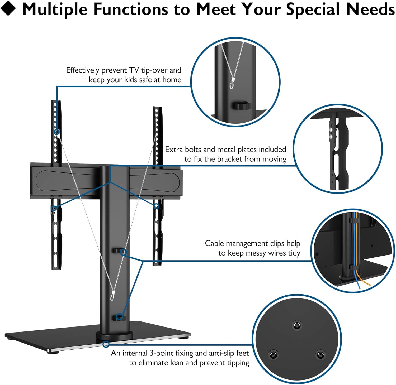 BONTEC Universal Swivel Table Top TV Stand for 2655 LED OLED LCD