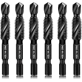 6-Piece 1/4-20NC Combination Drill Tap Bit Set SAE, Made of High-Speed Steel with Anti-Rust Blackened Coating, Ideal for Soft Metal, Wood &amp; Plastic, 1/4&rdquo; UNC-20 Thread Size, 1/4&rdquo; Hex Shank