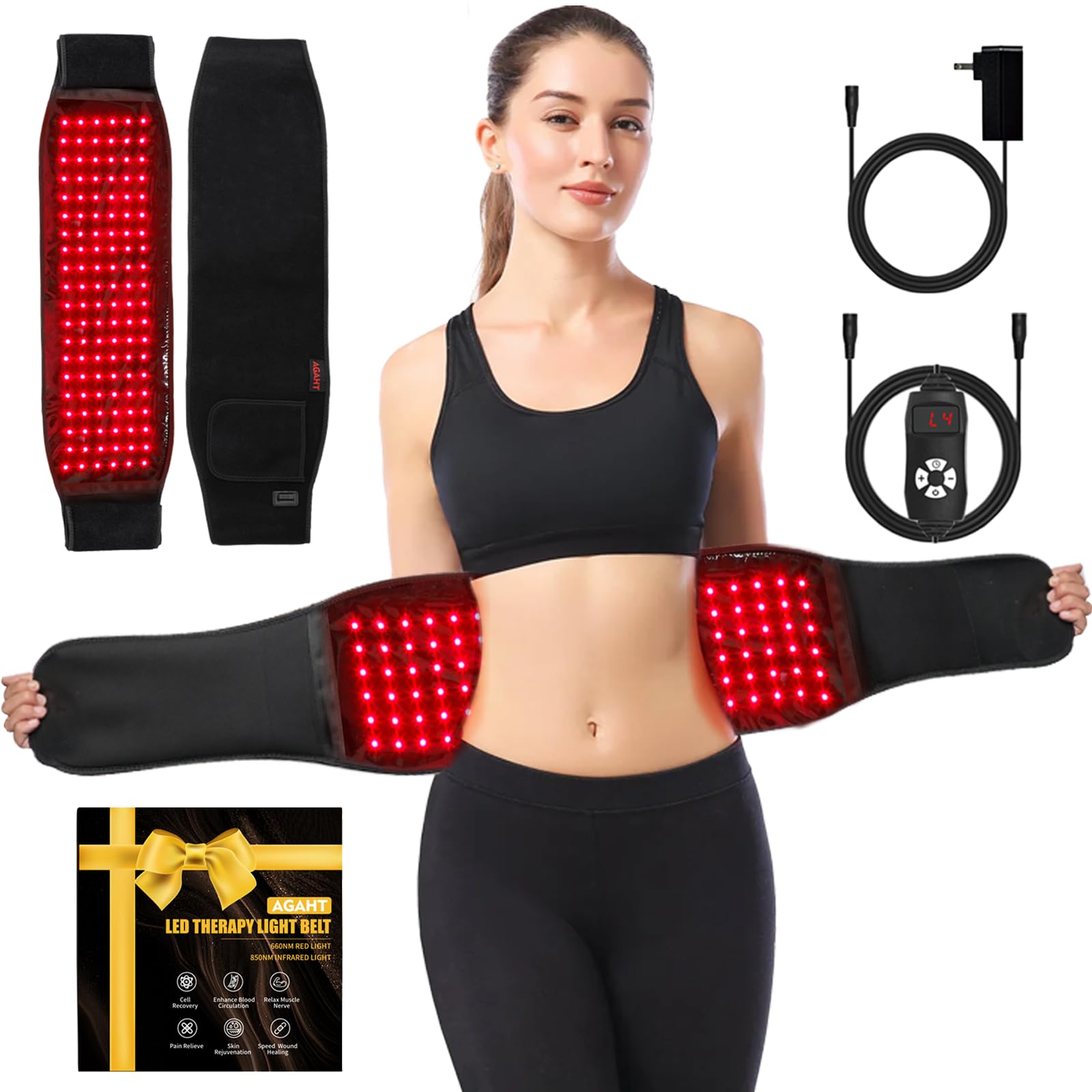 Photo 1 of **MISSING POWER CORD**Long Red Light Therapy Belt, 16 W 120 Beads Wearable Near Red Infrared Light Therapy Wrap for Body, 660nm & 850nm, Auto Timer, Ideal for Shoulder Waist Back Body