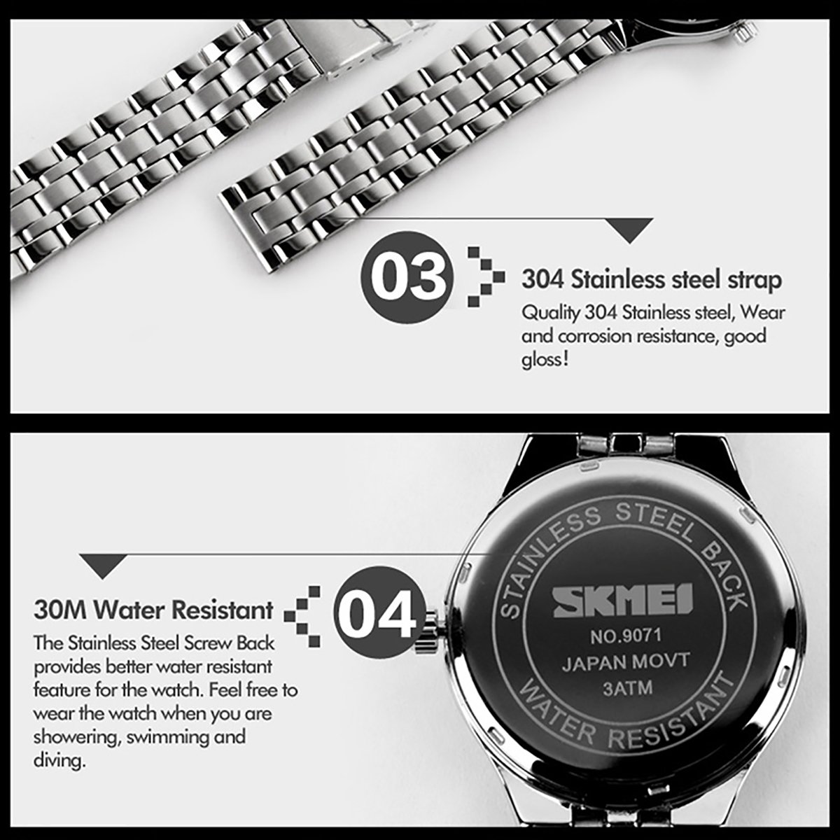 MODIWEN Men\'s Quartz Watch Analog Business Wrist Watch with Date and Stainless Steel Strap