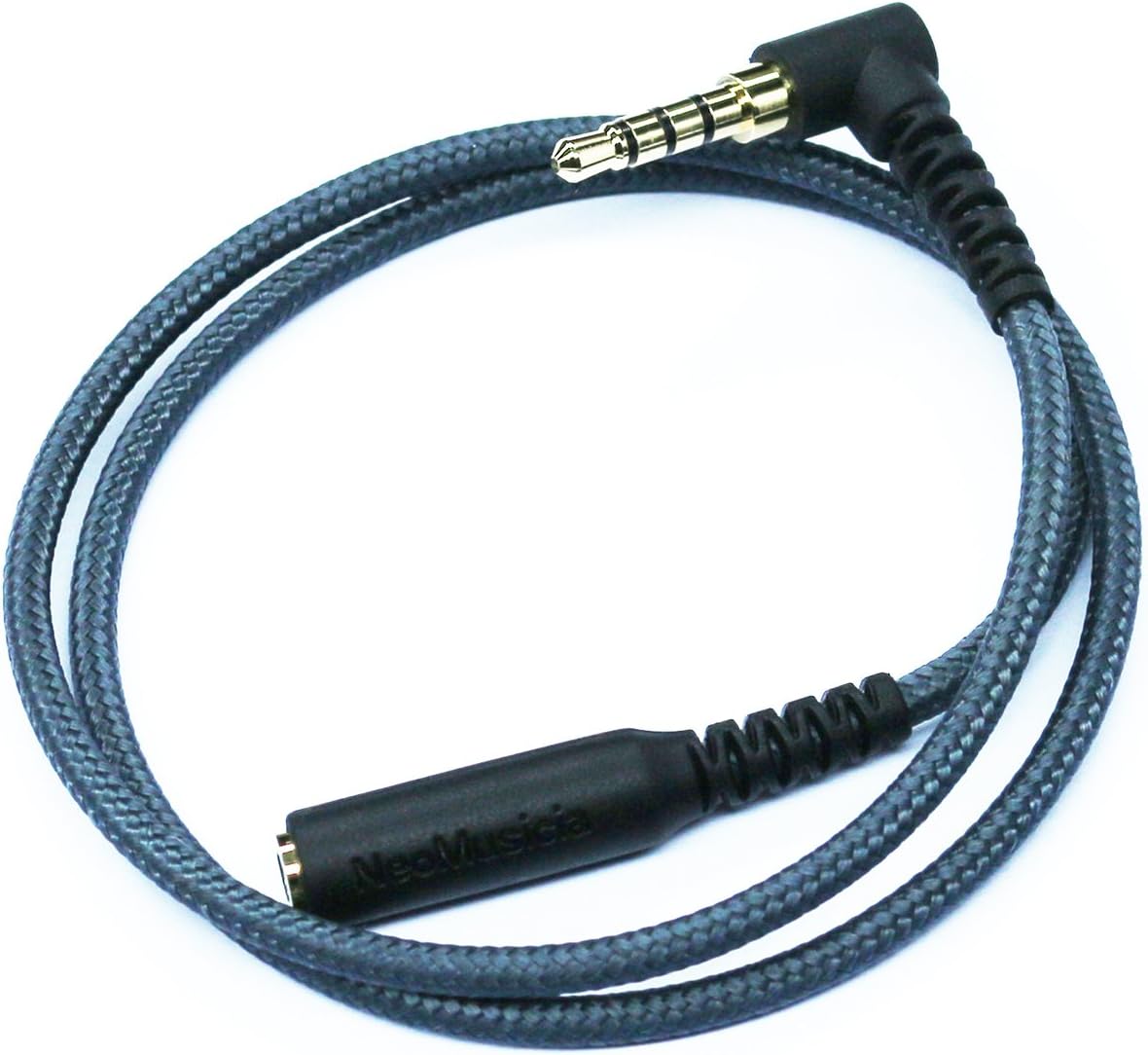 KetDirect 150cm(4.5ft) Right angle 4 pole 3.5mm 1/8 inch male to 4 pole 3.5mm 1/8 inch Female Stereo Audio headphone earphone Extension Cable adapter Cord Tangle-Free Braided wire