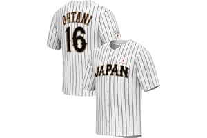 GHOSTWEAR Mens Ohtani 16# Stitched Japan Baseball Jerseys White Black Pinstriped Shirts
