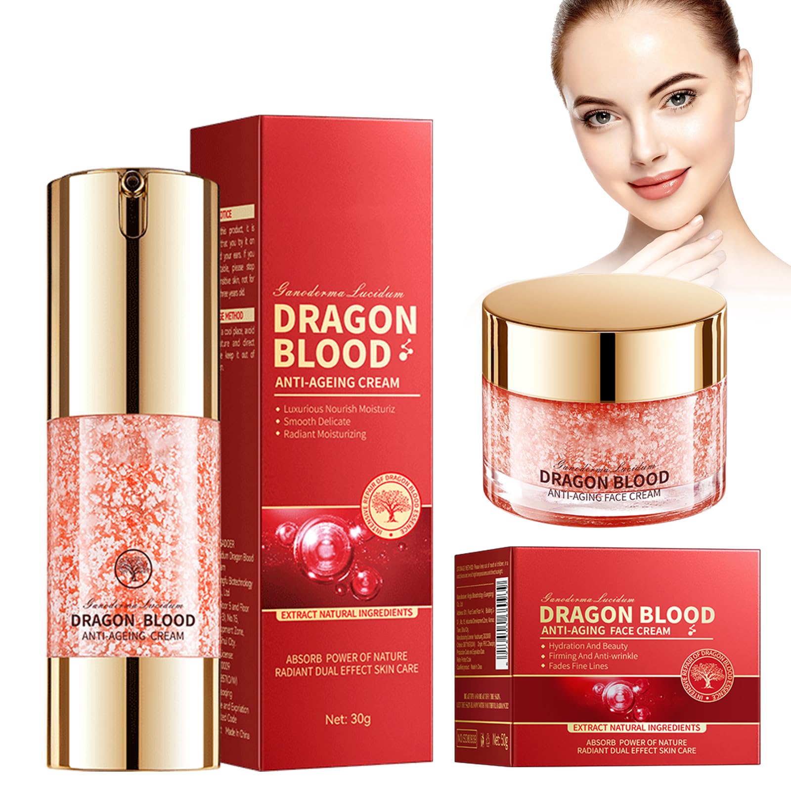 Natural Anti-Wrinkle Cream + Face Cream, With Dragon'S Blood Extract, Anti-Aging Moisturiser, Day&Night Cream, To Hydrate And Tighten Skin To Reduce Fine Lines