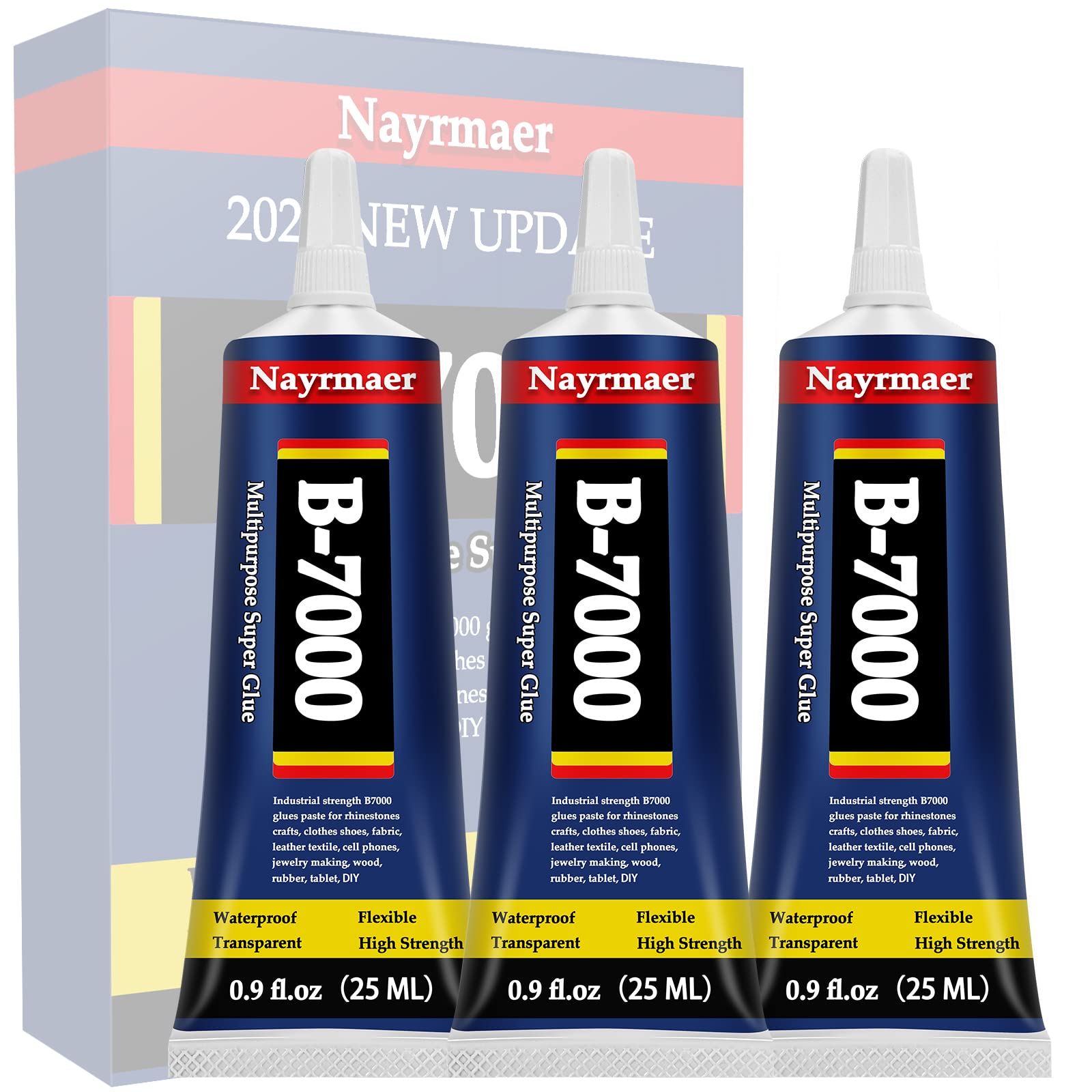 Fabric Glue, Permanent Clear Washable Clothing Glue for All Fabrics, Cotton, Flannel, Denim, Leather, Polyester, Doll Repair, 24 Hours Dry and Waterproof (B-7000 Glue 25ml)