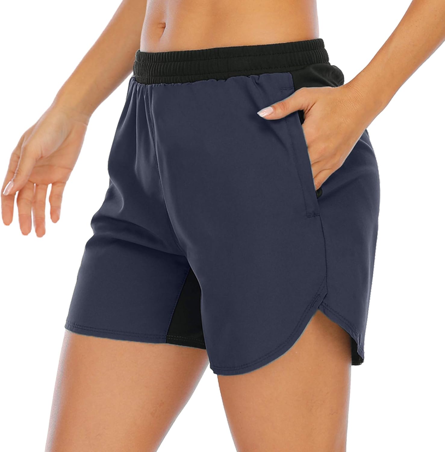 XIEERDUO Women's 5'' Workout Running Shorts with Mesh Liner Zipper Pockets Gym Training Quick Dry: Clothing