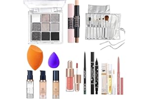 Complete Makeup Kit for Women & Teens | Full Face Makeup Set with 9-Color Eyeshadow Palette, 7 Makeup Brushes, Lip Liner, Cha
